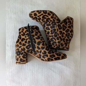 INC Women's Animal print Round Toe Block Heel Zip Up Booties Size 7M